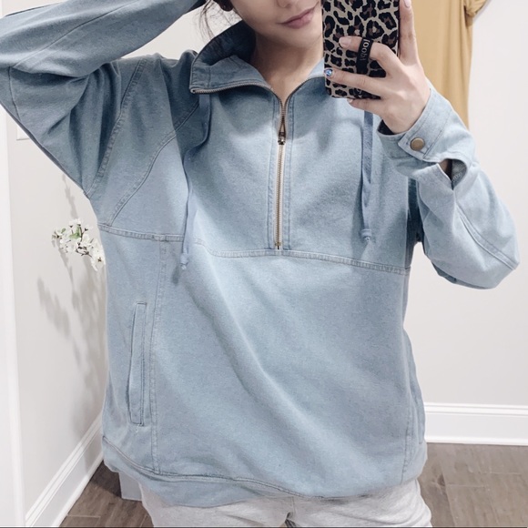 Denim Half Zip Pullover - Picture 5 of 8